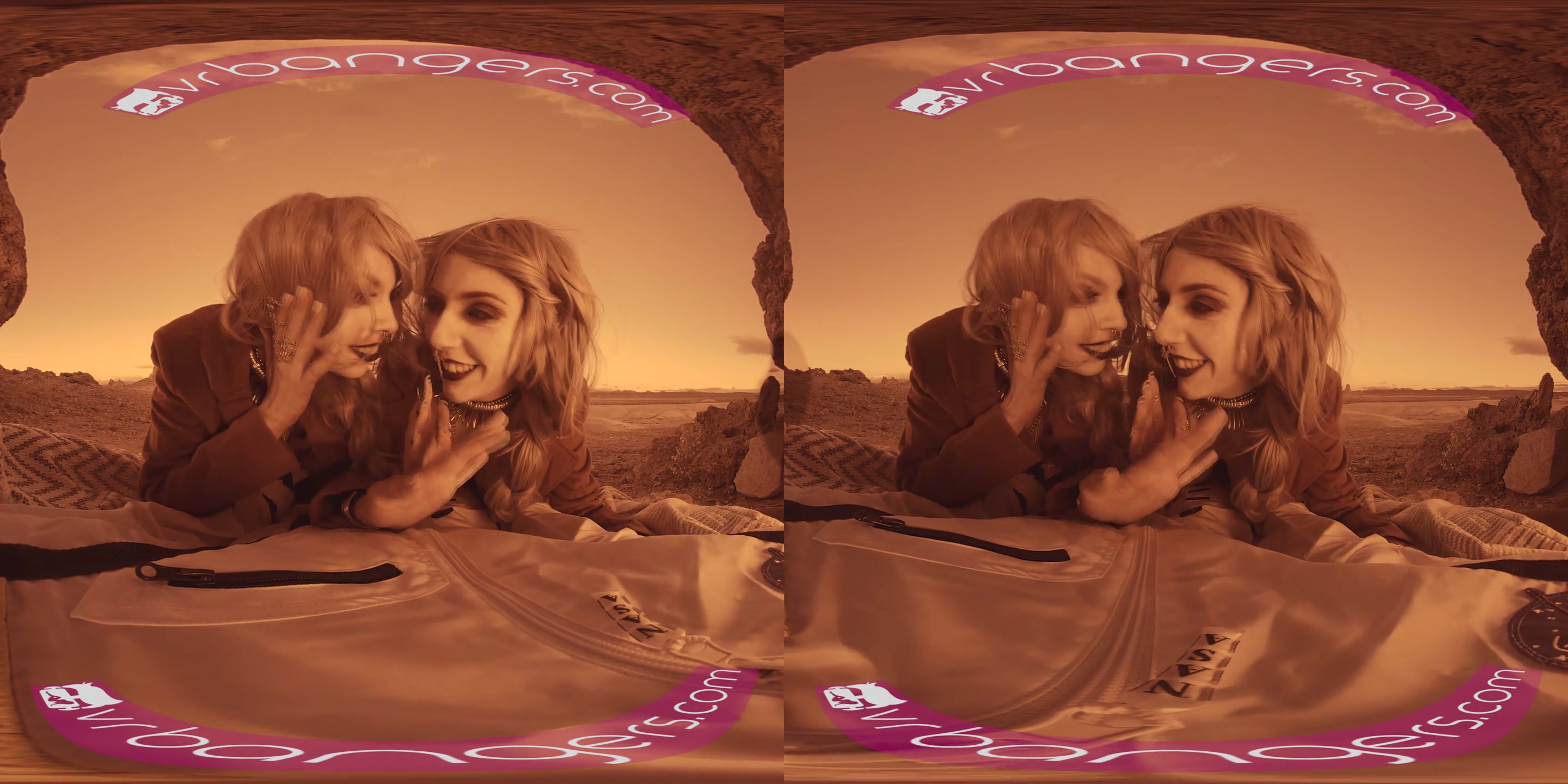 Two hot blonde babes fucking hard on mars VR